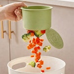 Two-Part Hanging Draining Basket with One-Click Emptying Feature