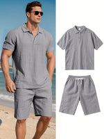 Men's Linen Polo and Shorts Ensemble – Relaxed and Comfortable for Warm Weather