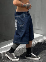 Relaxed Fit Bermuda Denim Shorts with Chic Floral Embroidery