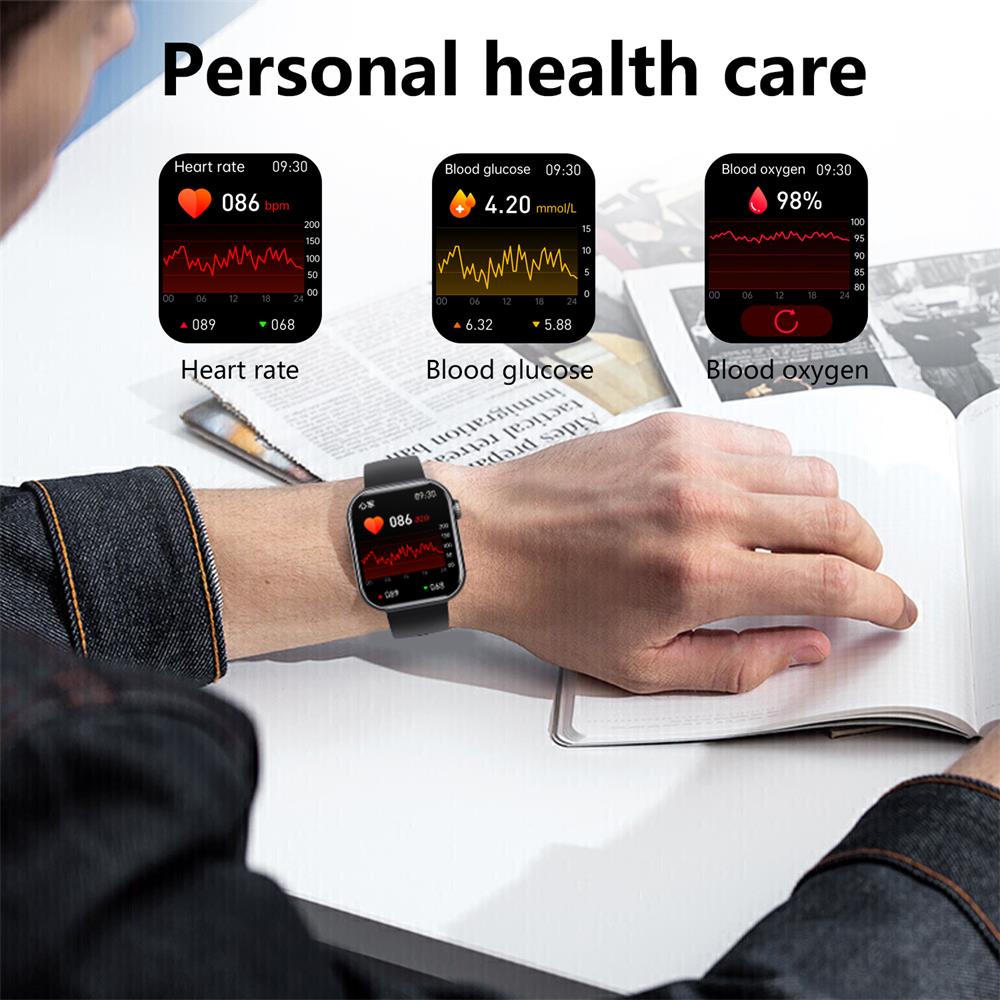 Waterproof Smartwatch with Blood Sugar, Blood Pressure, Blood Oxygen, and Sleep Monitoring Features