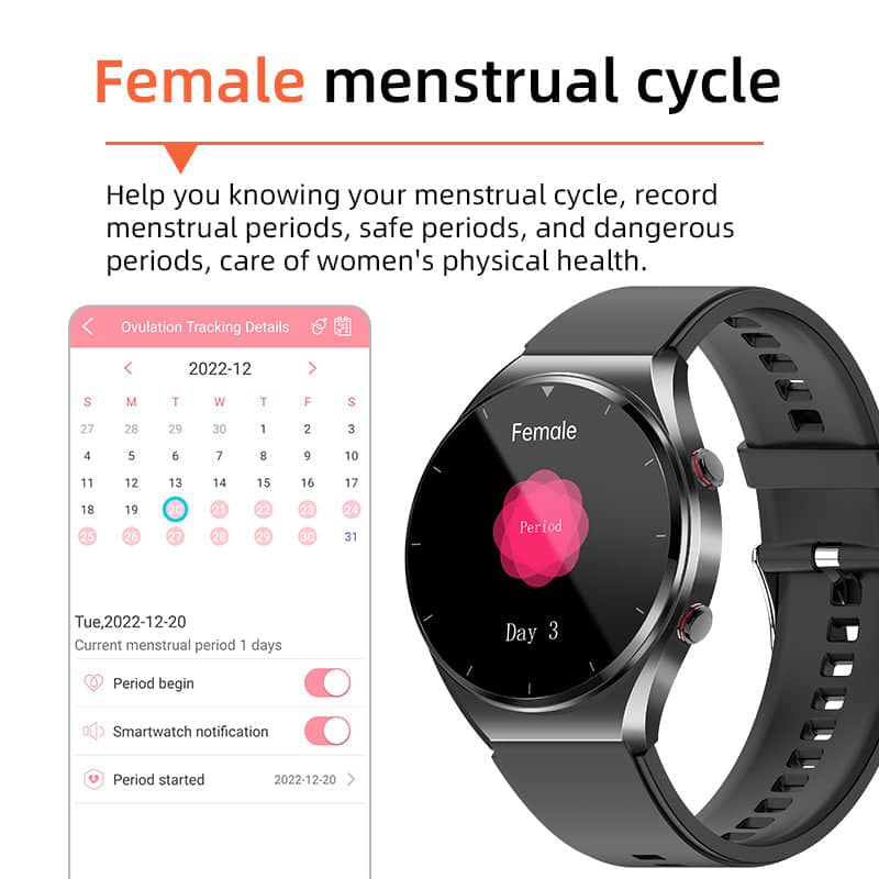 One-Click Blood Sugar, Blood Pressure, EKG/ECG, HRV Heart Monitoring Smartwatch