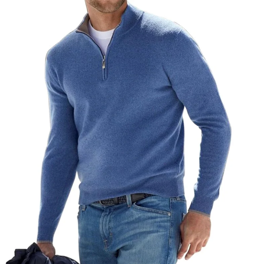 Elegant and Refined Men's Pullover with Zipper