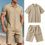 Men's Linen Polo and Shorts Ensemble – Relaxed and Comfortable for Warm Weather