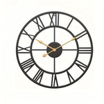Vintage Round Silent Wall Clock with Metal Frame for Bedroom