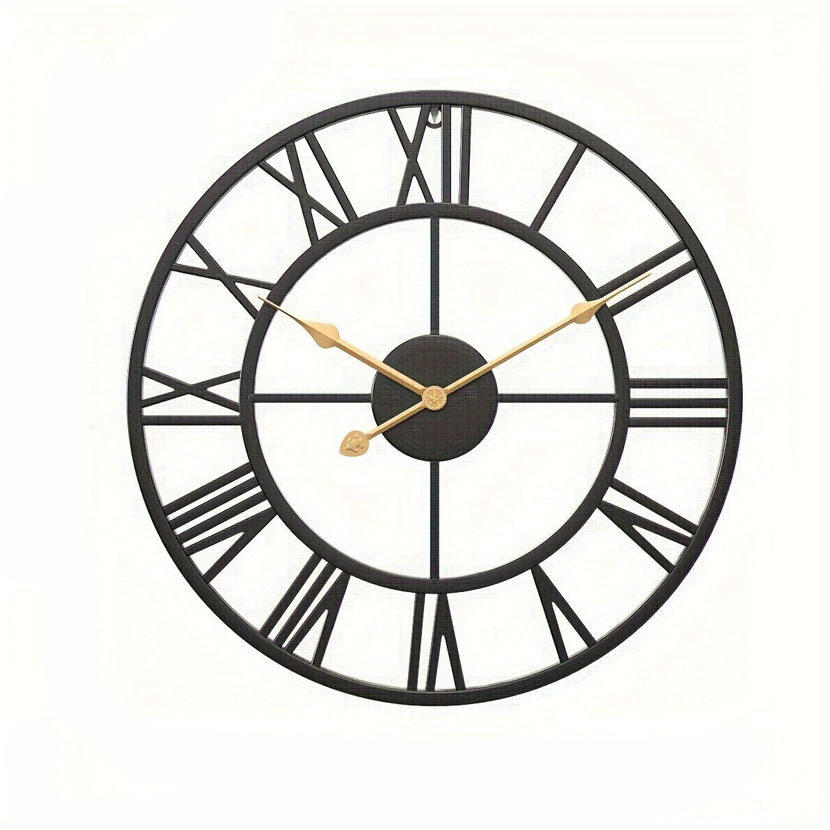 Vintage Round Silent Wall Clock with Metal Frame for Bedroom
