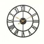 Vintage Round Silent Wall Clock with Metal Frame for Bedroom