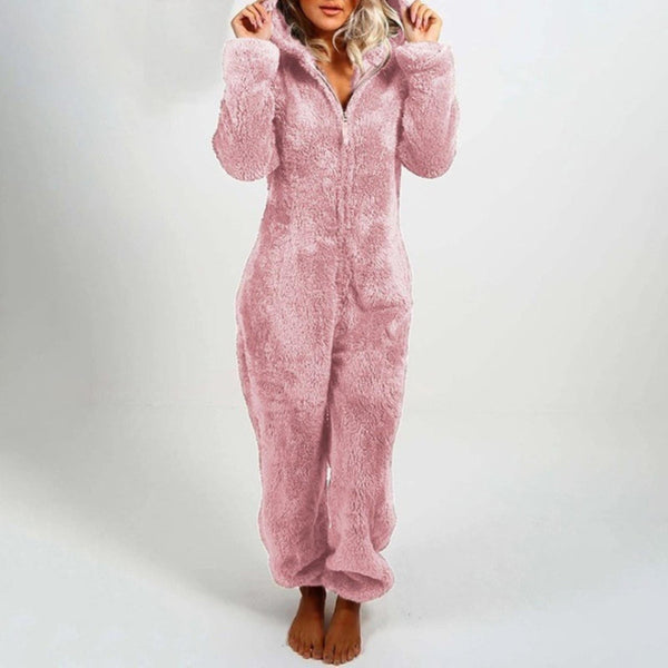 Elegant Long Fleece Overall with Hood