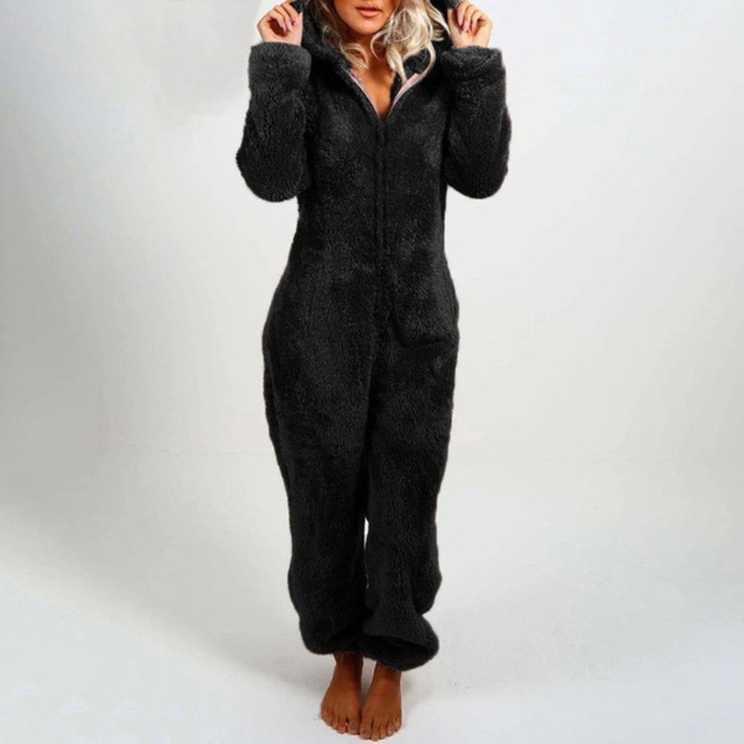 Elegant Long Fleece Overall with Hood
