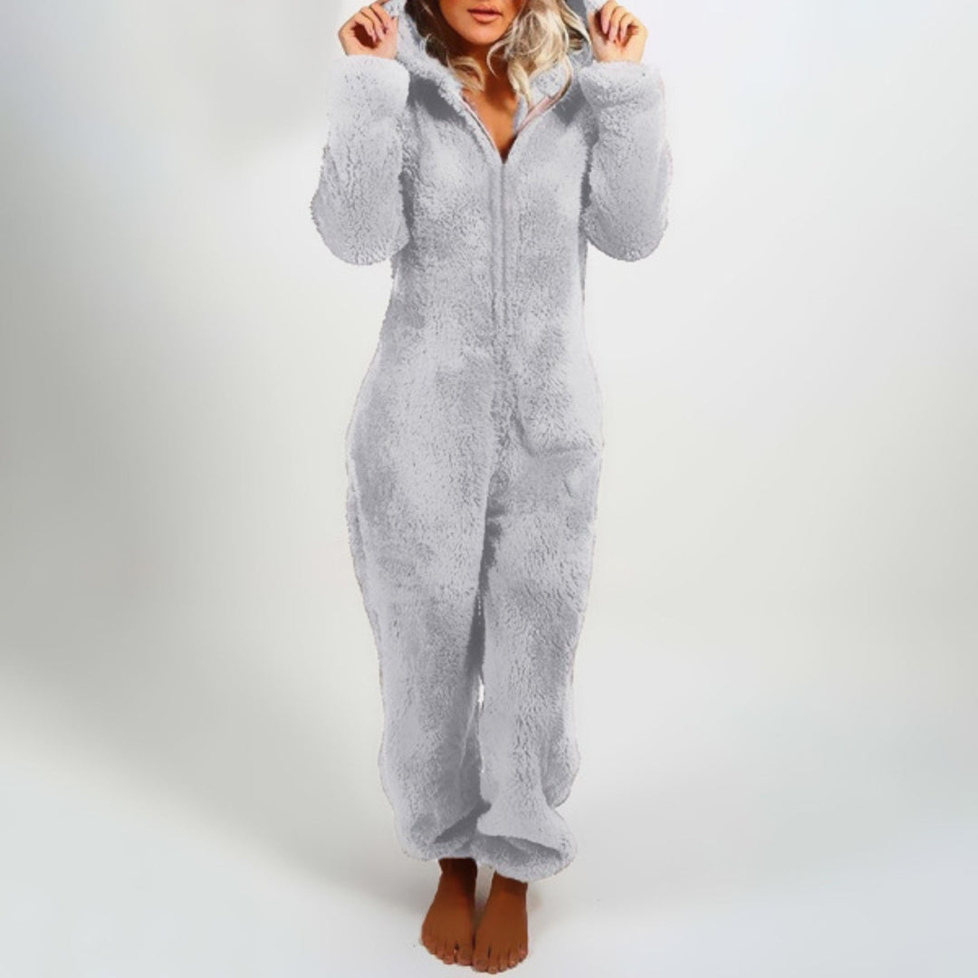 Elegant Long Fleece Overall with Hood