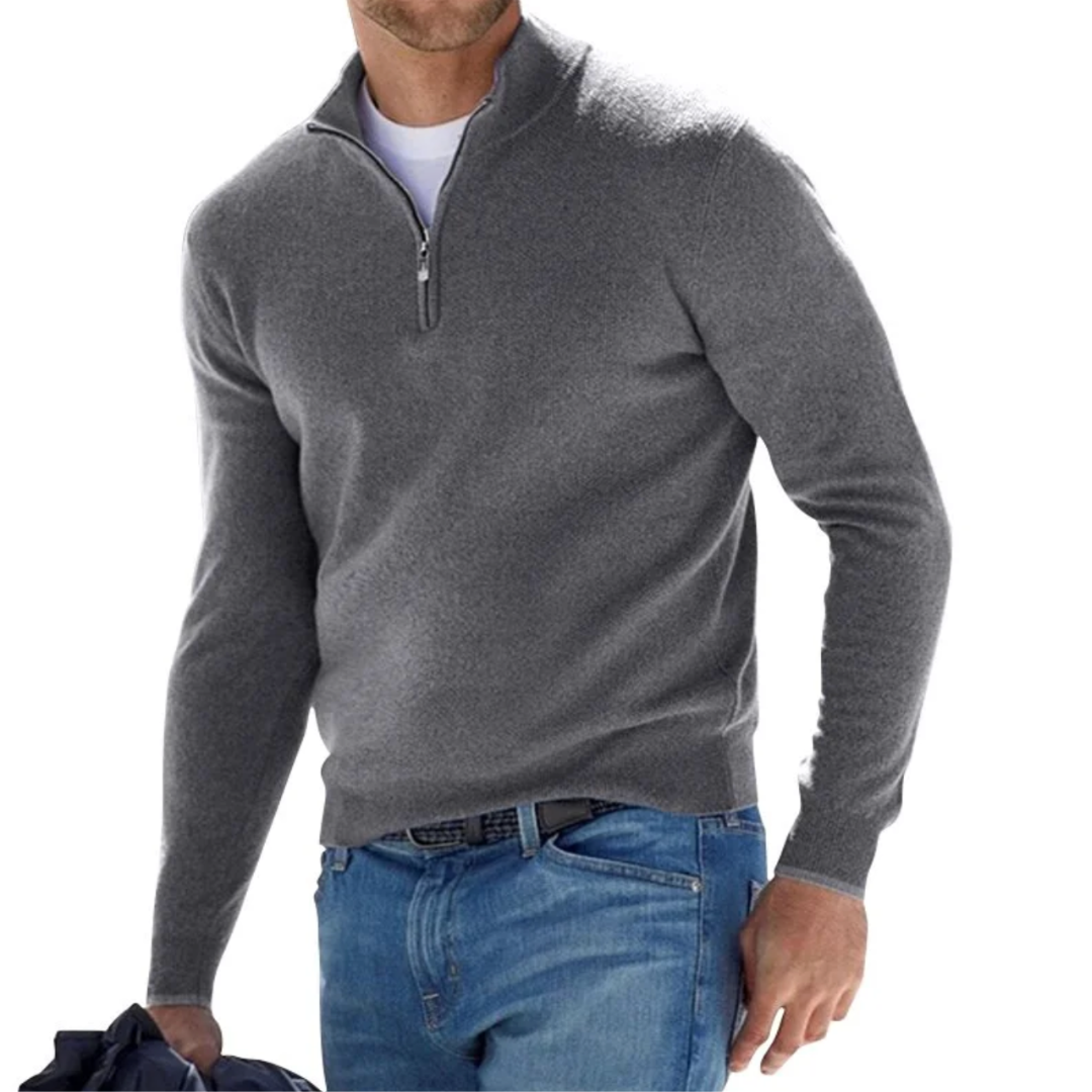 Elegant and Refined Men's Pullover with Zipper