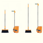 Rotatable Long Handle Broom and Dustpan Set with Built-In Comb Teeth