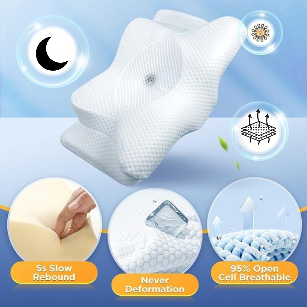 Anti-Snore Pillow | Ergonomic Neck and Head Support | White