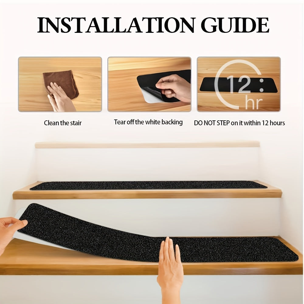 Slip-Resistant Stair Treads 10-Pack – 6"x24", 80-Grit, Weather-Resistant