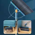 Rotatable Long Handle Broom and Dustpan Set with Built-In Comb Teeth