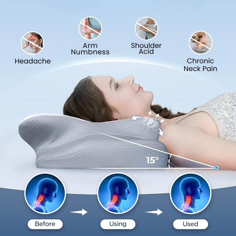 Anti-Snore Pillow | Ergonomic Neck and Head Support | White