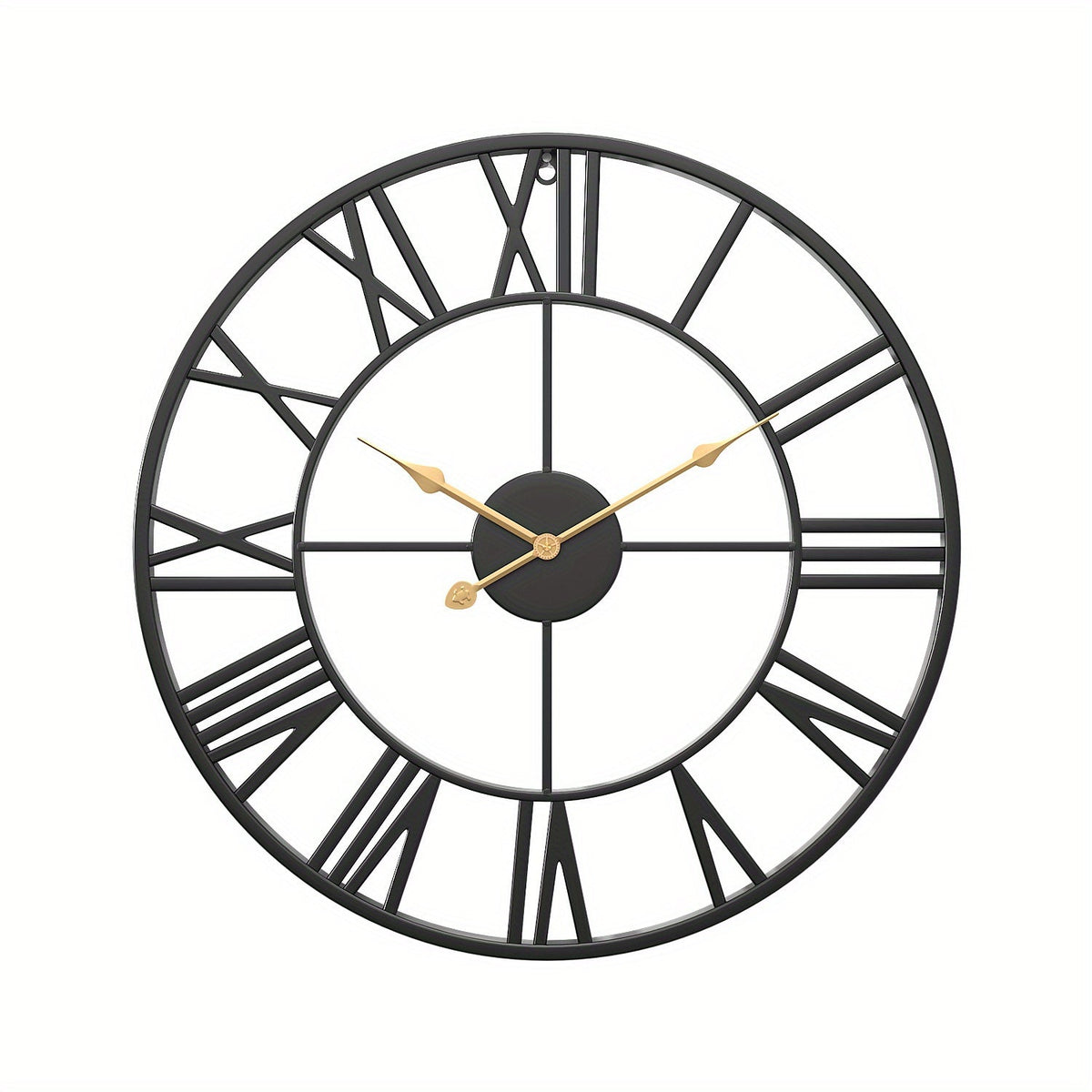Vintage Round Silent Wall Clock with Metal Frame for Bedroom