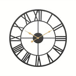 Vintage Round Silent Wall Clock with Metal Frame for Bedroom