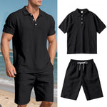 Men's Linen Polo and Shorts Ensemble – Relaxed and Comfortable for Warm Weather
