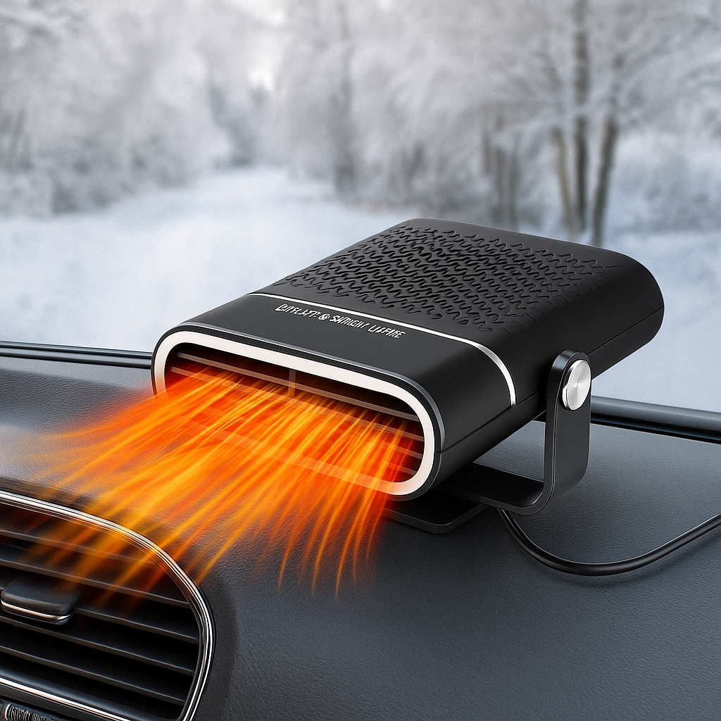 Portable 12V USB Car Heater & Window Defroster - Black