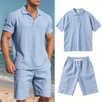 Men's Linen Polo and Shorts Ensemble – Relaxed and Comfortable for Warm Weather