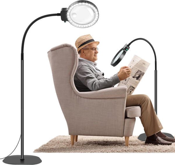 Full-Sided Magnifying Glass with LED Light – Hands-Free Reading Aid for Books, Crafts, and Hobbies