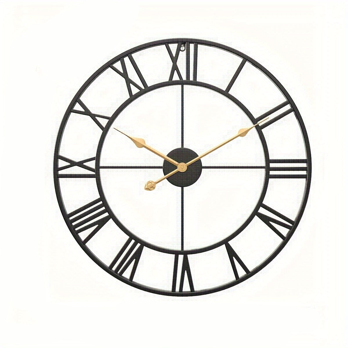 Vintage Round Silent Wall Clock with Metal Frame for Bedroom