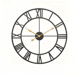 Vintage Round Silent Wall Clock with Metal Frame for Bedroom