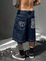 Relaxed Fit Bermuda Denim Shorts with Chic Floral Embroidery