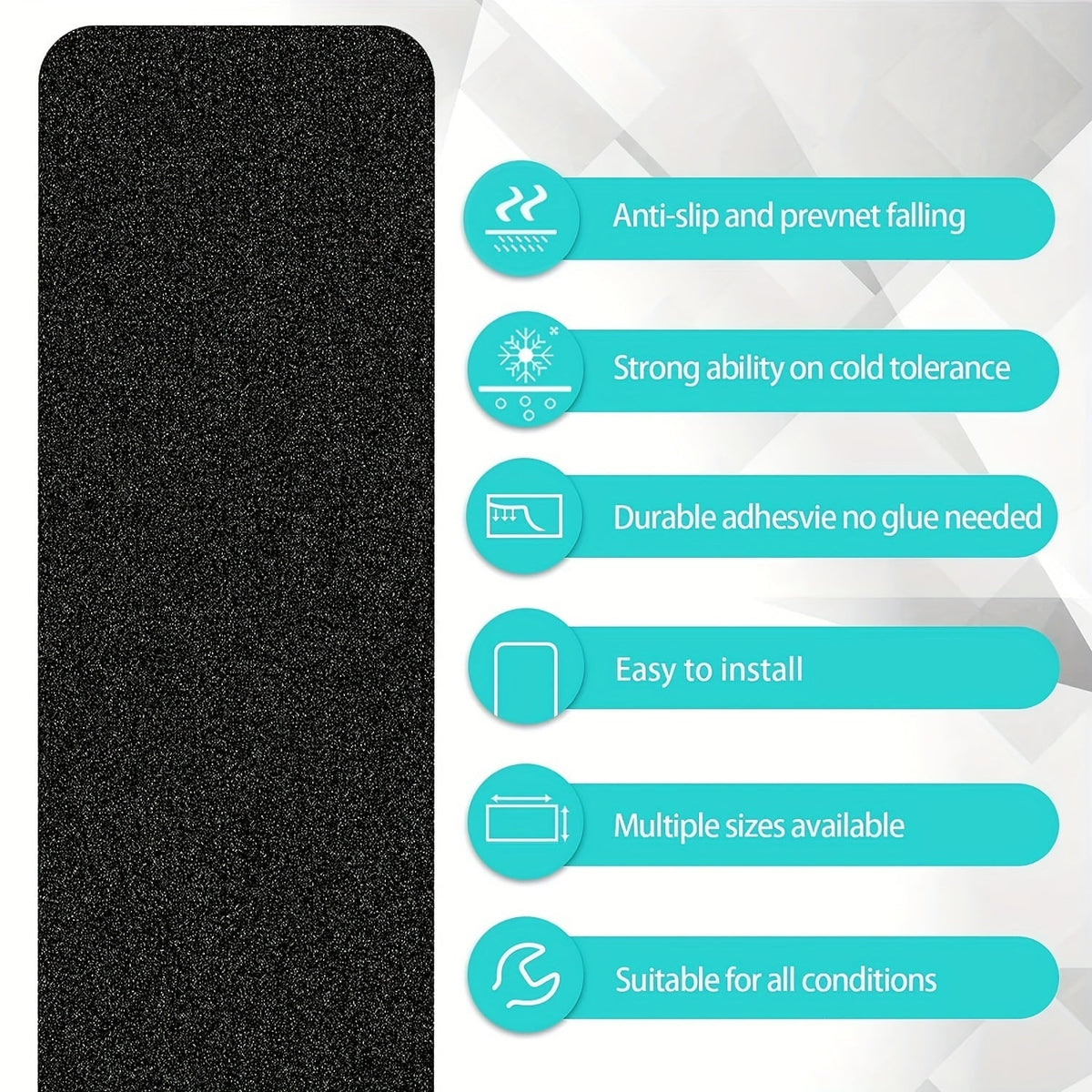 Slip-Resistant Stair Treads 10-Pack – 6"x24", 80-Grit, Weather-Resistant