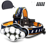 18000 Lumen Rechargeable Headlamp, 8 Modes, Waterproof, USB, Red & White Light