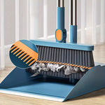 Rotatable Long Handle Broom and Dustpan Set with Built-In Comb Teeth