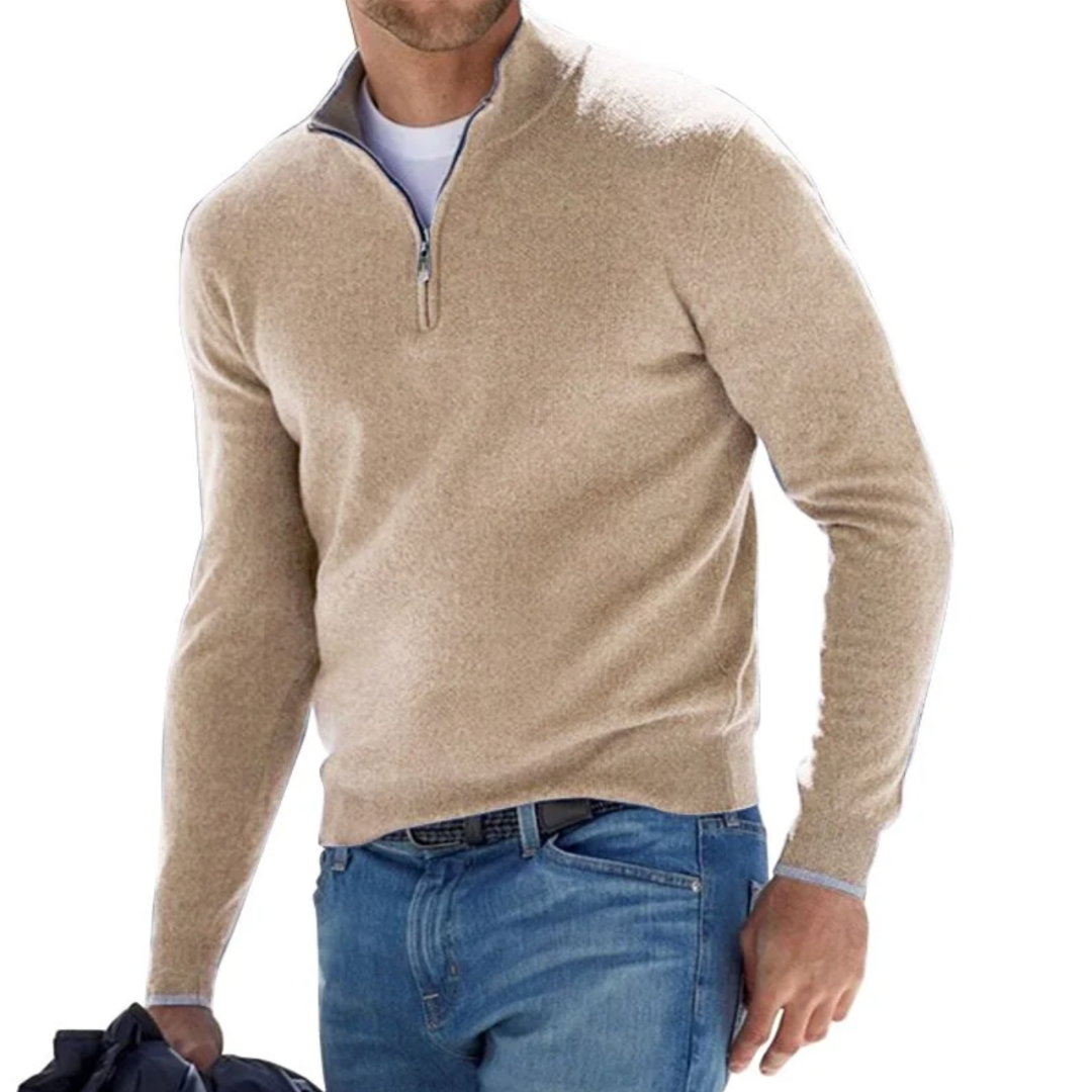 Elegant and Refined Men's Pullover with Zipper