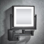 Adjustable LED Black Square Magnifying Makeup and Bathroom Mirror