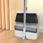 Rotatable Long Handle Broom and Dustpan Set with Built-In Comb Teeth