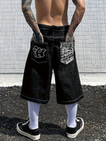 Relaxed Fit Bermuda Denim Shorts with Chic Floral Embroidery