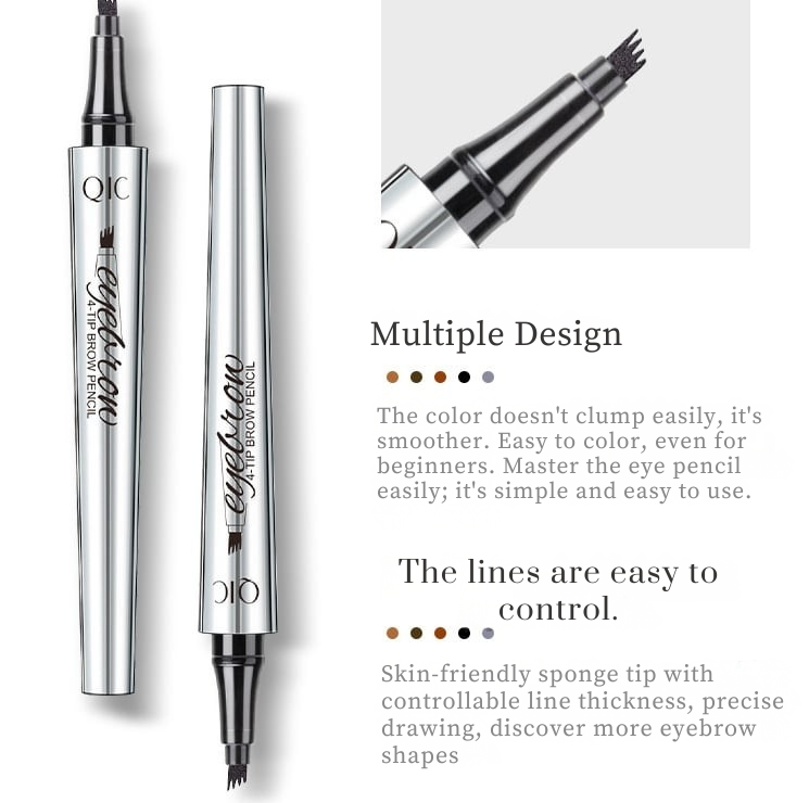 Waterproof Microblading Eyebrow Pencil with 4-Tip Design