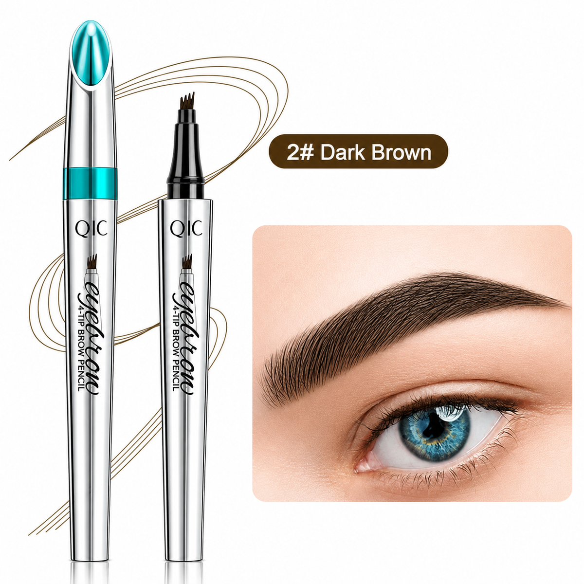 Waterproof 3D Eyebrow Pencil with 4 Fork Tips for Microblading Effect