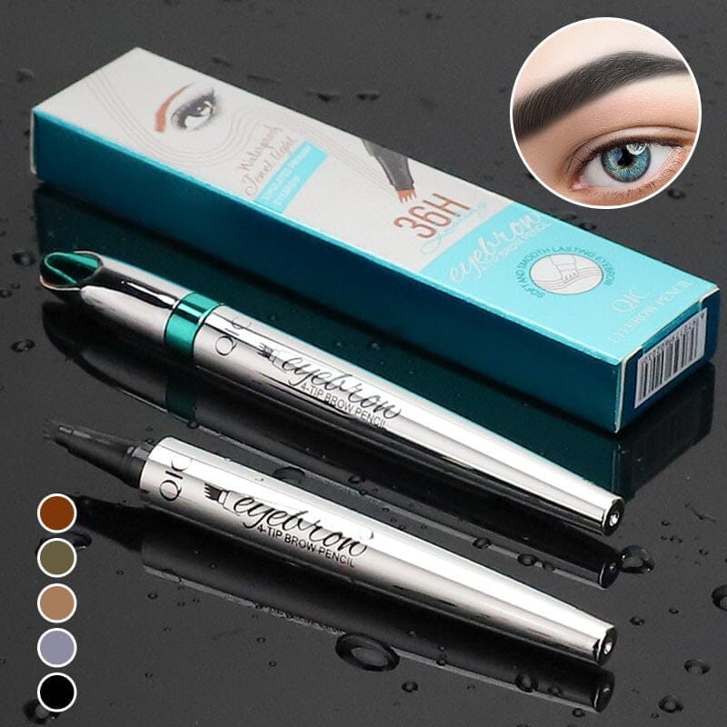 Waterproof 3D Eyebrow Pencil with 4 Fork Tips for Microblading Effect