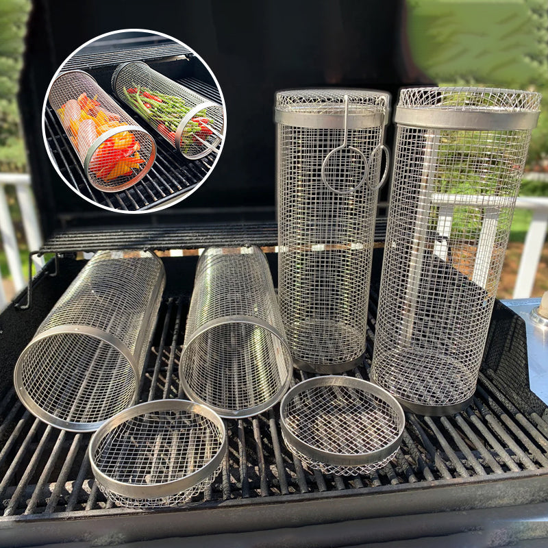 360° Rotatable BBQ Grill Basket | Even Heat Distribution | Stainless Steel Design