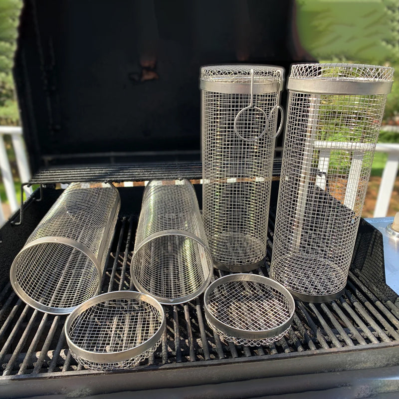 360° Rotatable BBQ Grill Basket | Even Heat Distribution | Stainless Steel Design