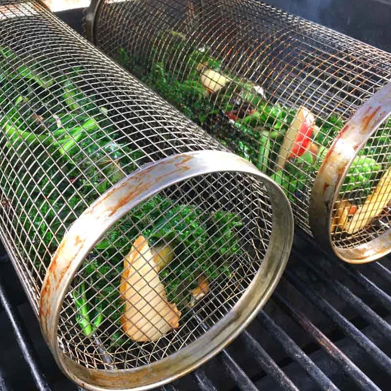 360° Rotatable BBQ Grill Basket | Even Heat Distribution | Stainless Steel Design