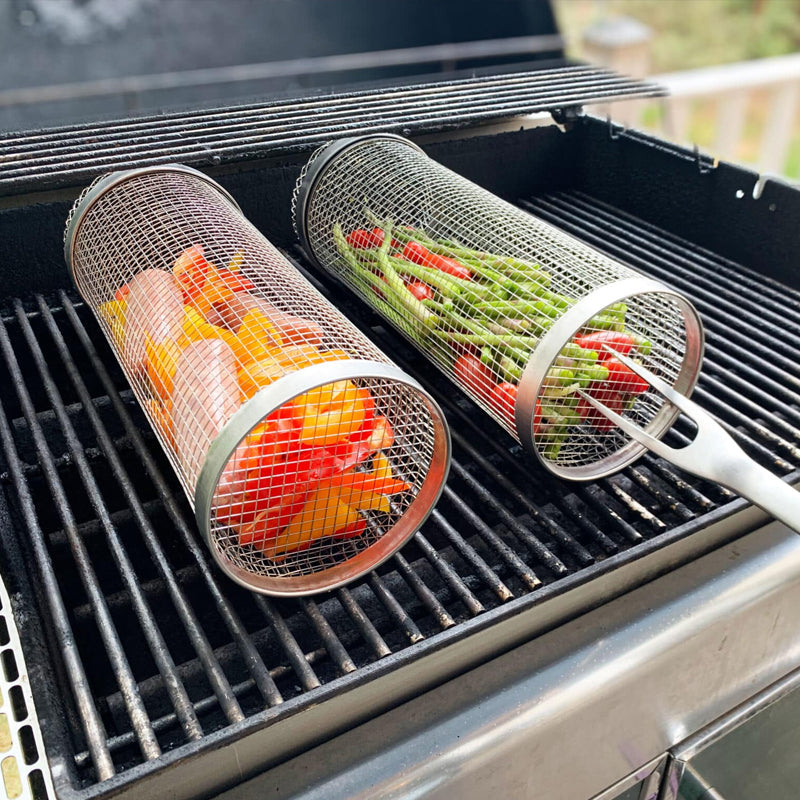 360° Rotatable BBQ Grill Basket | Even Heat Distribution | Stainless Steel Design