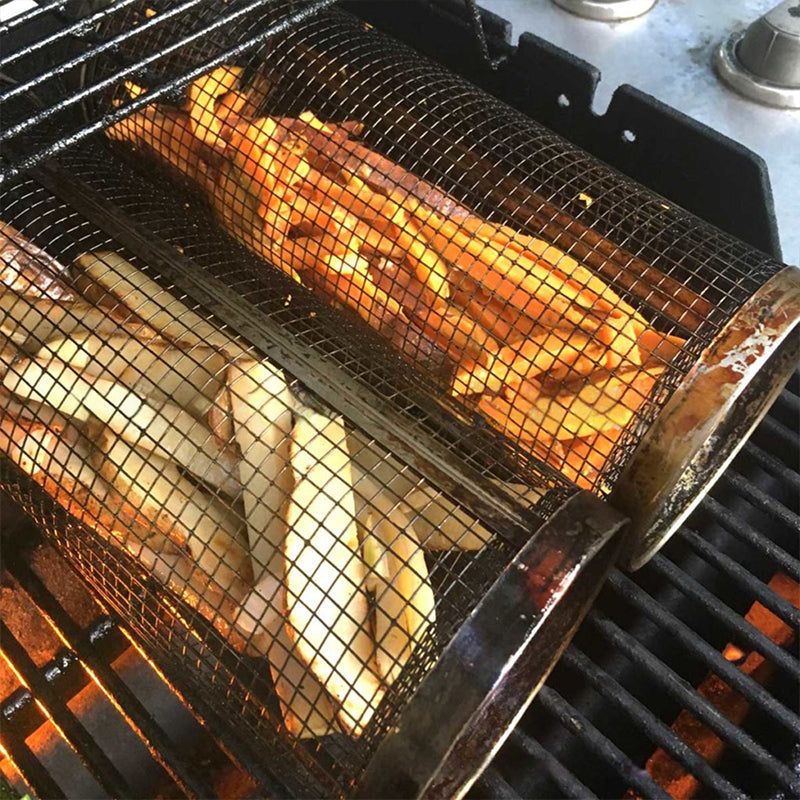 360° Rotatable BBQ Grill Basket | Even Heat Distribution | Stainless Steel Design