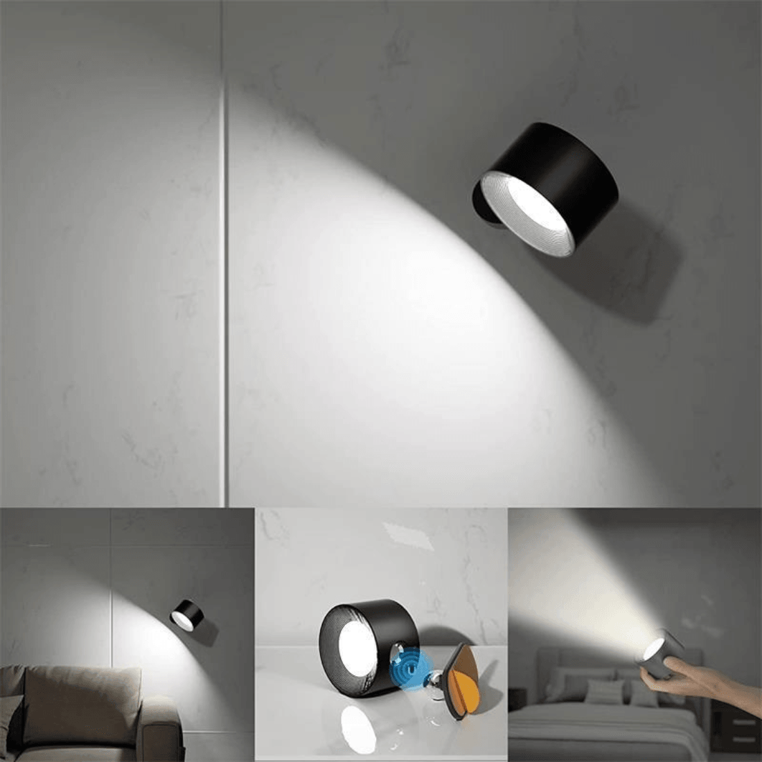 Rechargeable Wireless Wall Lamp – 360° Adjustable LED Lighting (USB)