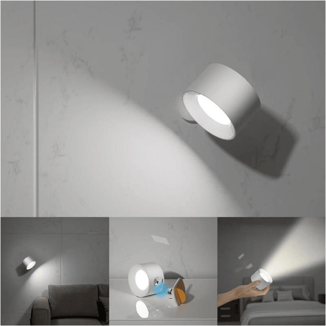 Rechargeable Wireless Wall Lamp – 360° Adjustable LED Lighting (USB)