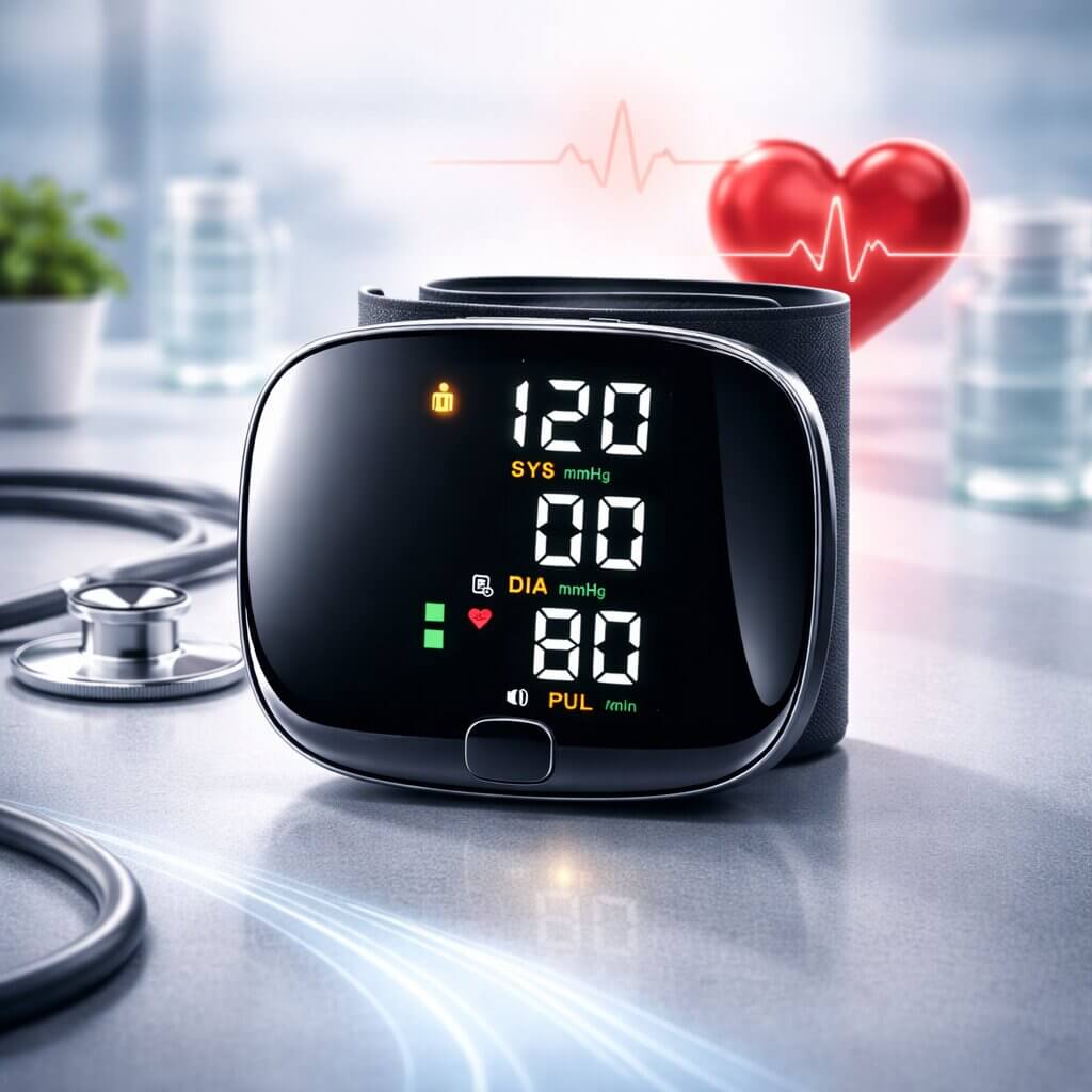 Wrist Blood Pressure Monitor | Touchscreen with Voice Function | Rechargeable