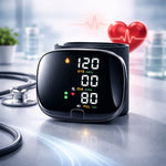 Wrist Blood Pressure Monitor | Touchscreen with Voice Function | Rechargeable