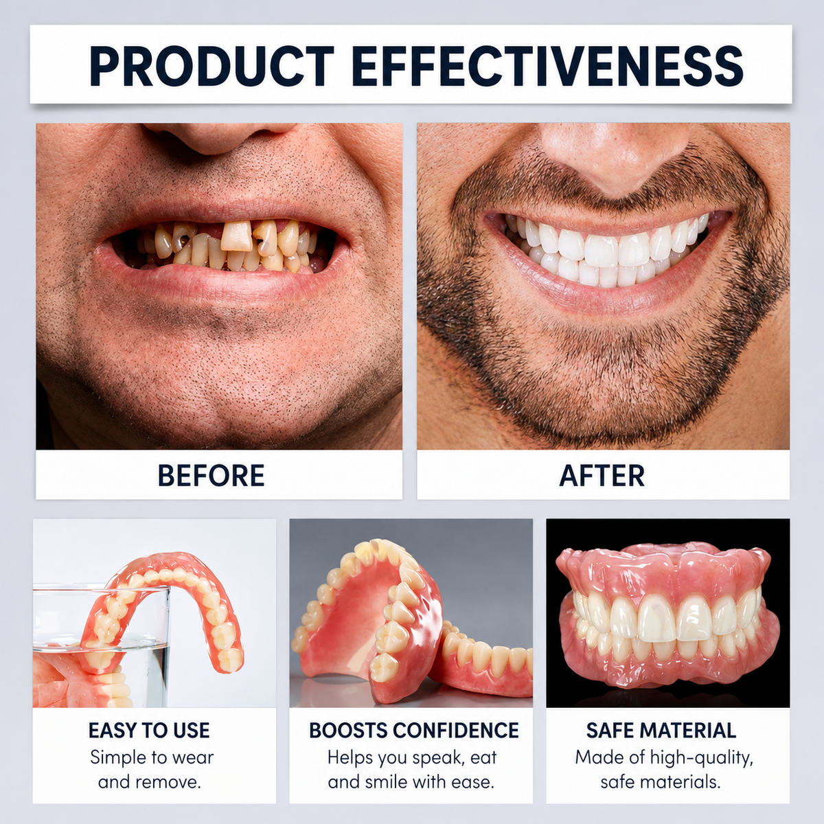 Silicone Dental Replacement Cushion | Non-Slip Design | Comfortable Prosthesis