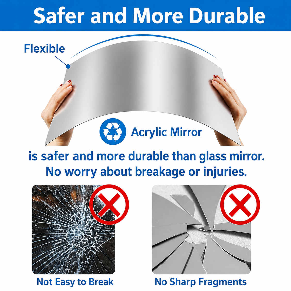 Flexible Unbreakable Mirror Sheet - Safe and Durable