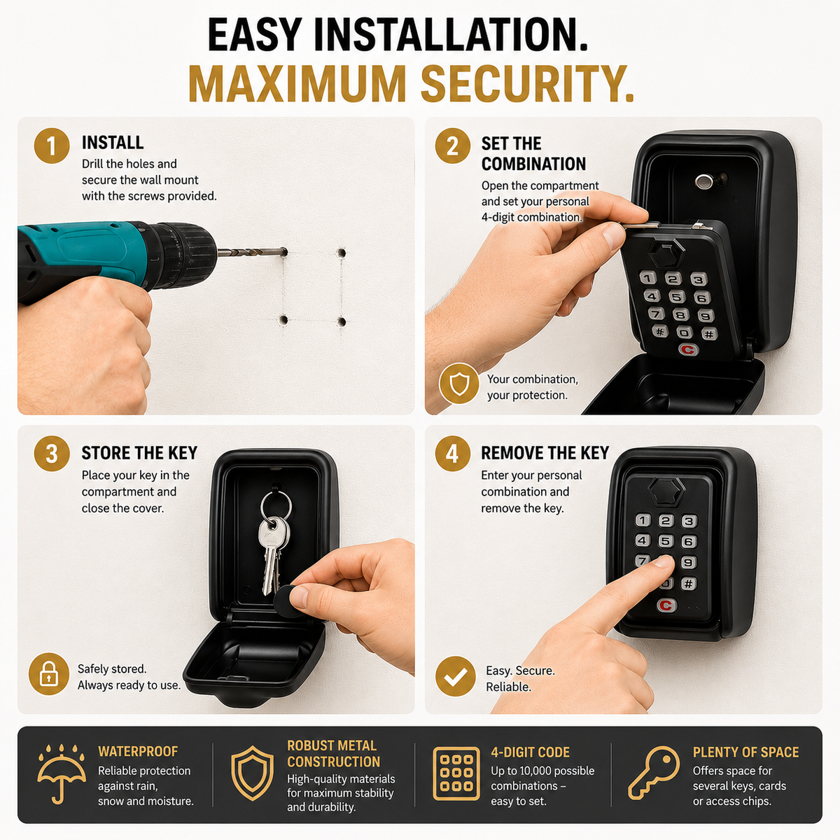 Numeric Code Key Safe